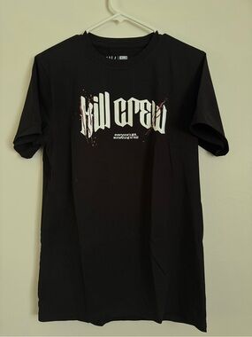 Kill Crew Black Short-Sleeve Graphic Tee with White Logo